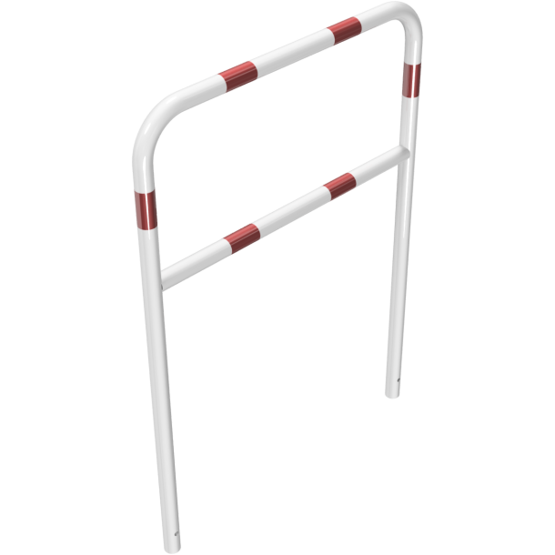 Hoop of steel tube |  48 x 2,5 mm | with cross bar | for casting in concrete | total width 1000 mm | total height 1400 mm | hot-dip galvanized and white coatedwith red reflecting stripes